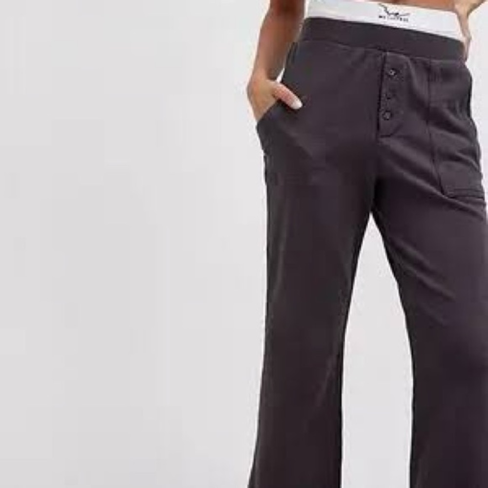Free People Gray Wide-Leg Pants - Picture 3 of 6